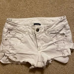 American Eagle White Destroyed Jean Shorts